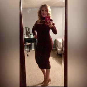 Dark burgandy slashed sweater top/matching skirt added to my closet as well.